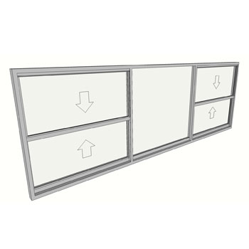 900 x 2410 3 Light Double Hung Window