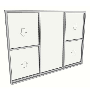 1500 x 2110 3 Light Double Hung Window