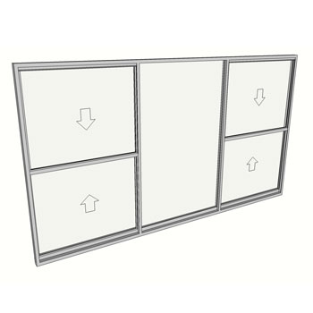1500 x 2410 3 Light Double Hung Window