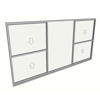 1500 x 3010 3 Light Double Hung Window