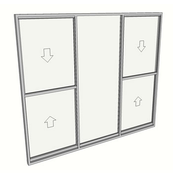 1800 x 2110 3 Light Double Hung Window