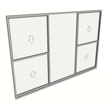 1800 x 2410 3 Light Double Hung Window