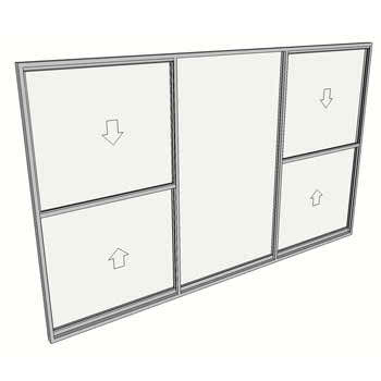 1800 x 3010 3 Light Double Hung Window