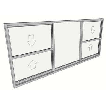 900 x 2110 3 Light Double Hung Window