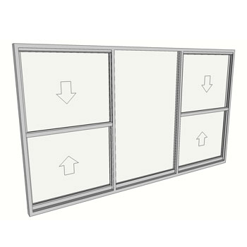 1200 x 2110 3 Light Double Hung Window