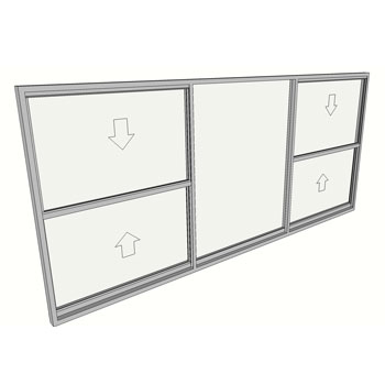 1200 x 2410 3 Light Double Hung Window