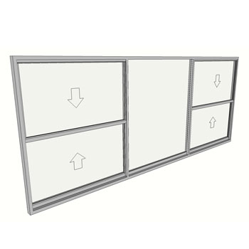 1200 x 3010 3 Light Double Hung Window