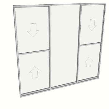 2100 x 2410 3 Light Double Hung Window