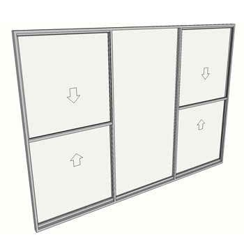 2100 x 2710 3 Light Double Hung Window